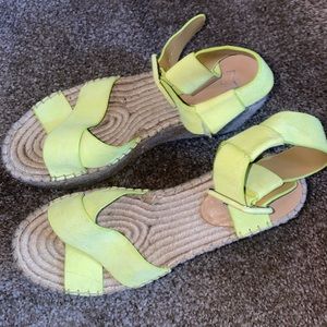 Neon green tall sandles